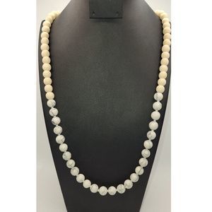 Natasha Couture Wood & Marble Beaded Necklace 17"